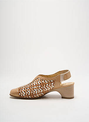 Sandales/nu pieds tissage satiné talon de 4 à 6cm beige OMBELLE femme