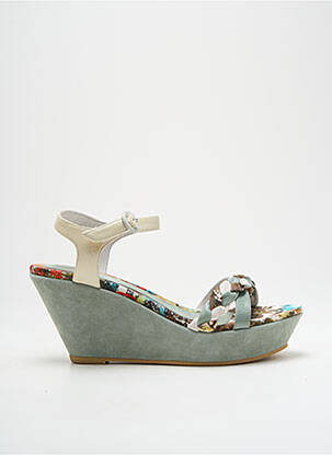Sandales/nu pieds talon compensé talon de 7 à 9cm vert REGARD femme