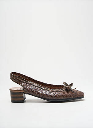 Escarpins tissage satiné talon de 4 à 6cm marron LUXAT femme