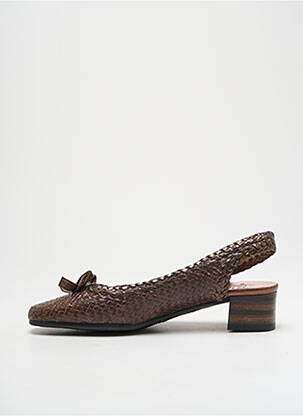 Escarpins tissage satiné talon de 4 à 6cm marron LUXAT femme