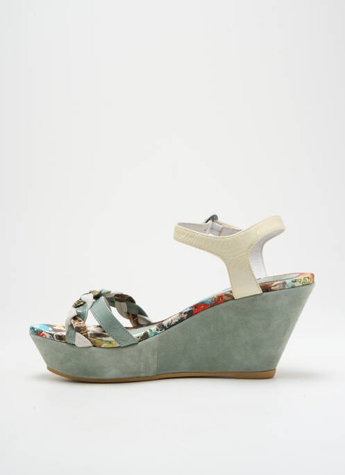 Sandales/nu pieds talon compensé talon de 7 à 9cm vert REGARD femme
