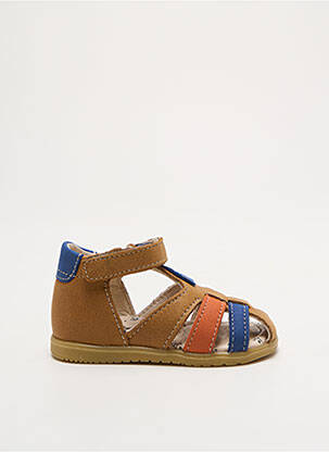 Sandales/nu pieds matière lisse bout rond marron BOPY garçon