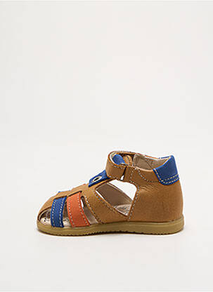 Sandales/nu pieds matière lisse bout rond marron BOPY garçon