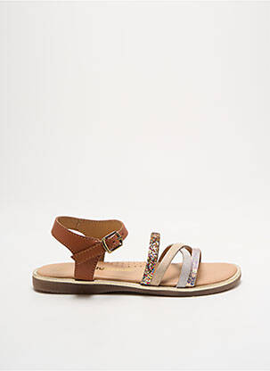 Sandales/nu pieds tissage tissage pailleté bout ouvert marron LILYBELLULE fille