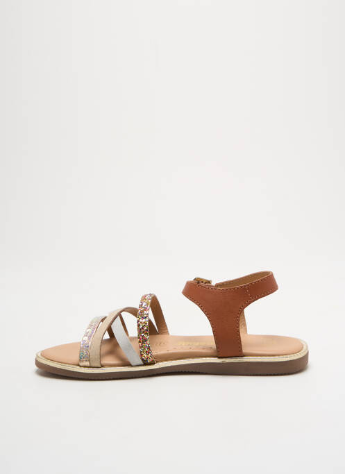 Sandales/nu pieds tissage tissage pailleté bout ouvert marron LILYBELLULE fille