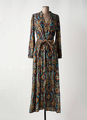 Robe longue manches longues manches longues bleu LA FEE MARABOUTEE femme