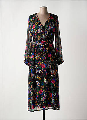 Robe longue manches longues manches longues noir LA FEE MARABOUTEE femme