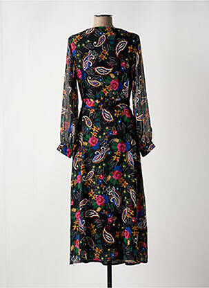 Robe longue manches longues manches longues noir LA FEE MARABOUTEE femme