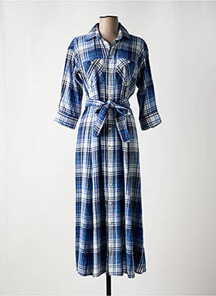 Robe longue coupe cintrée manches 3/4 bleu RALPH LAUREN femme