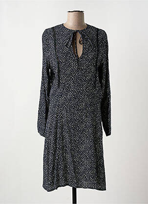 Robe mi-longue imprimé fantaisie manches longues noir LA FEE MARABOUTEE femme