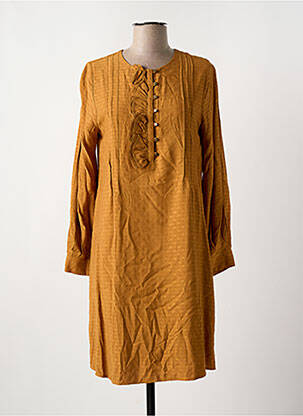 Robe courte manches longues manches longues jaune LA FEE MARABOUTEE femme