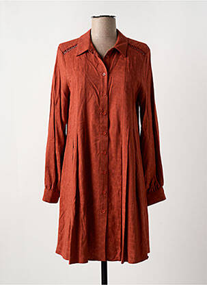 Robe courte coupe évasée manches longues orange LA FEE MARABOUTEE femme