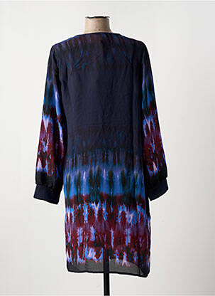 Robe mi-longue coupe fluide manches longues bleu LA FEE MARABOUTEE femme