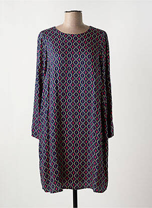 Robe mi-longue coupe fluide manches longues bleu LA FEE MARABOUTEE femme