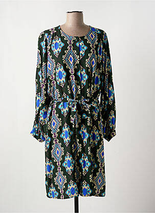 Robe mi-longue imprimé fantaisie manches longues vert LA FEE MARABOUTEE femme