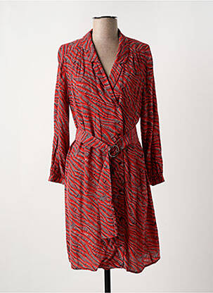 Robe mi-longue manches longues manches longues orange ONE STEP femme