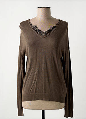 Pull col v manches longues vert IKKS femme