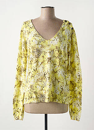 Pull col v manches longues jaune ONE STEP femme