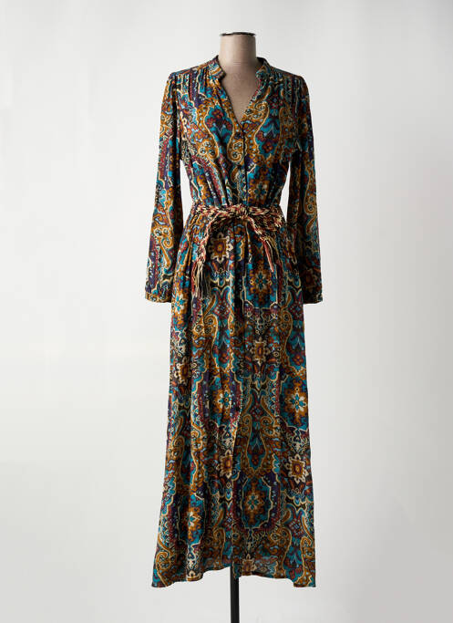 Robe longue manches longues manches longues bleu LA FEE MARABOUTEE femme