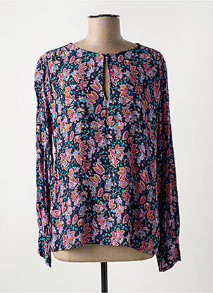 Blouse imprimé fleurs manches longues bleu LA FEE MARABOUTEE femme