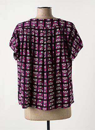 Blouse tissage popeline manches courtes violet LA FEE MARABOUTEE femme