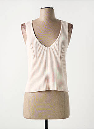 Pull coupe cintrée sans manche rose RODIER femme