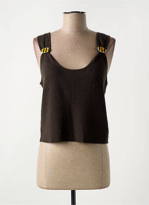 Pull stretch sans manche marron RODIER femme