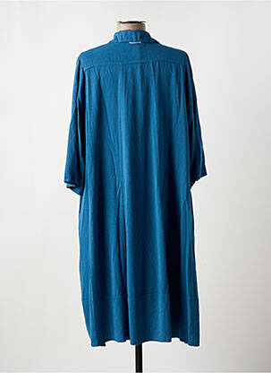 Robe mi-longue coupe fluide manches 3/4 bleu LA FEE MARABOUTEE femme