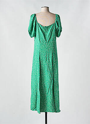 Robe mi-longue imprimé fleurs manches courtes vert SALSA femme