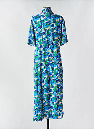Robe mi-longue imprimé fantaisie manches courtes bleu AN' GE femme