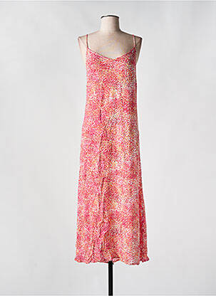 Robe mi-longue imprimé fantaisie fines bretelles rose VERO MODA femme
