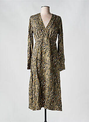 Robe mi-longue manches longues manches longues vert LOLA ESPELETA femme