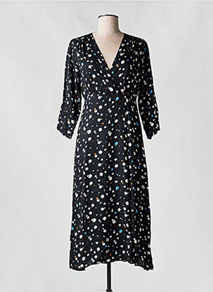 Robe mi-longue manches 3/4 manches 3/4 noir LOLA ESPELETA femme