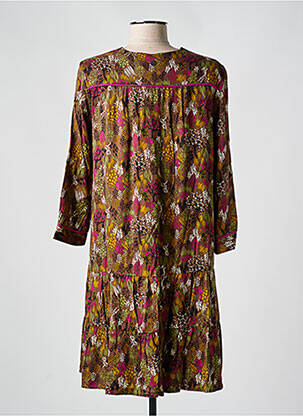 Robe courte manches 3/4 manches 3/4 marron LOLA ESPELETA femme