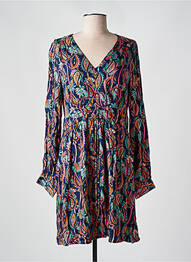 Robe courte coupe évasée manches longues bleu LOLA ESPELETA femme