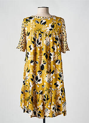 Robe courte coupe évasée manches courtes jaune LOLA ESPELETA femme
