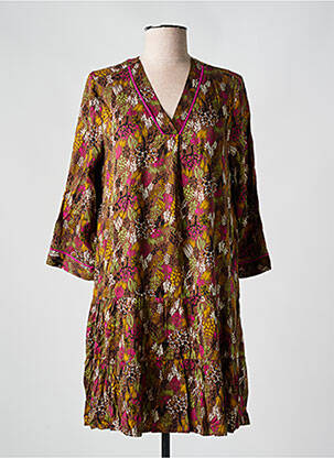 Robe courte manches 3/4 manches 3/4 marron LOLA ESPELETA femme