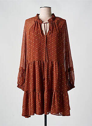 Robe courte coupe fluide manches longues orange MOLLY BRACKEN femme