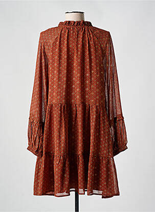 Robe courte coupe fluide manches longues orange MOLLY BRACKEN femme