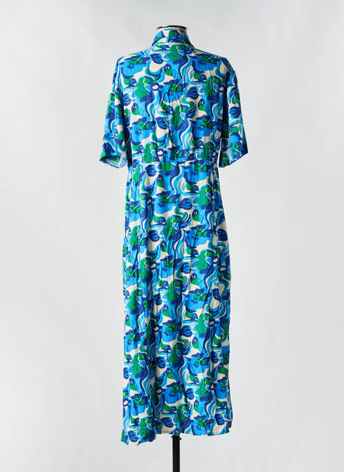Robe mi-longue imprimé fantaisie manches courtes bleu AN' GE femme