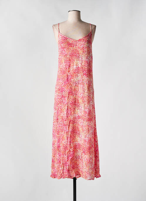 Robe mi-longue imprimé fantaisie fines bretelles rose VERO MODA femme