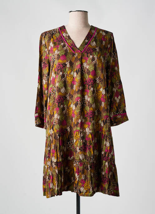 Robe courte manches 3/4 manches 3/4 marron LOLA ESPELETA femme