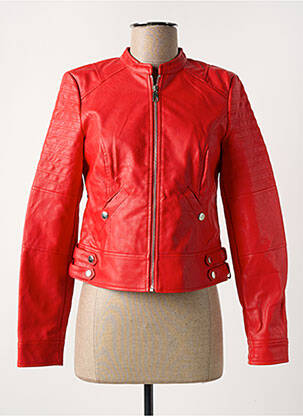 Veste simili cuir manches longues rouge VERO MODA femme