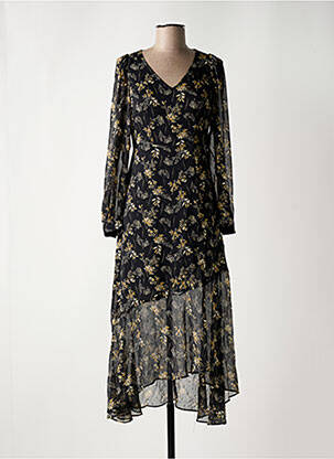 Robe longue coupe cintrée manches longues noir LE TEMPS DES CERISES femme
