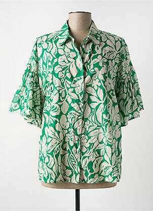 Chemisier imprimé fleurs manches 3/4 vert ANDAM femme