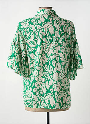 Chemisier imprimé fleurs manches 3/4 vert ANDAM femme