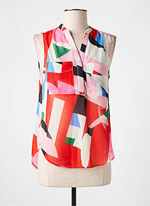 Blouse imprimé fantaisie sans manche rouge LILI SIDONIO femme