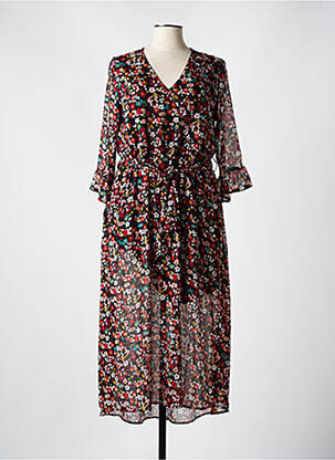 Robe longue imprimé fantaisie manches 3/4 noir LOLA ESPELETA femme