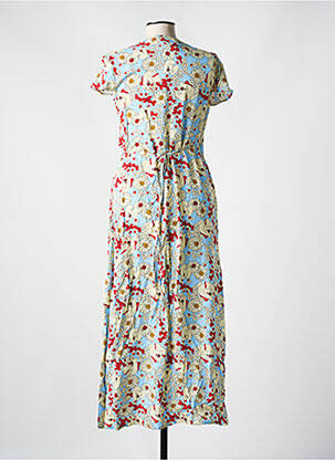 Robe longue imprimé fantaisie manches courtes bleu HIPPOCAMPE femme