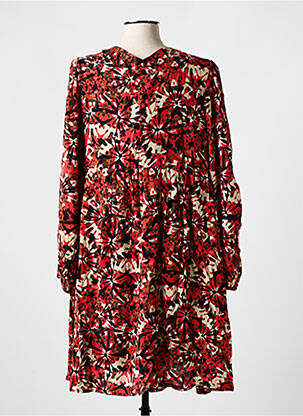 Robe mi-longue imprimé fantaisie manches longues rouge LOLA ESPELETA femme